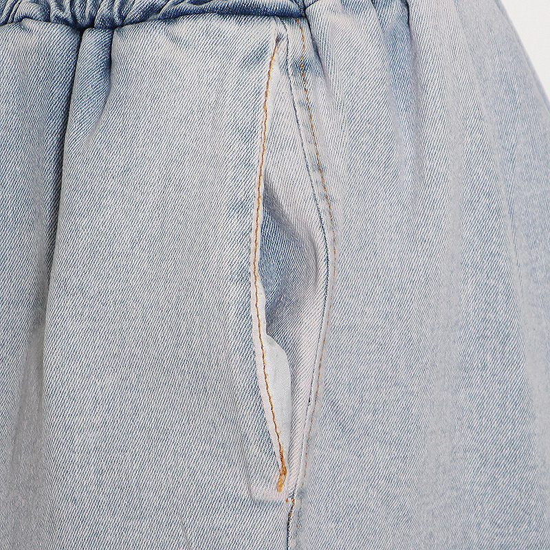 Sexy Pants Set Summer Tube Top Washed Blue Vest High Waist Long Wide Leg Jeans Women