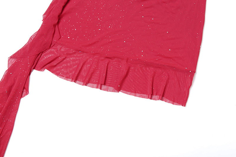 Spring Women Sexy Mesh Irregular Asymmetric Ribbon Slim Fit Backless Sling Dress