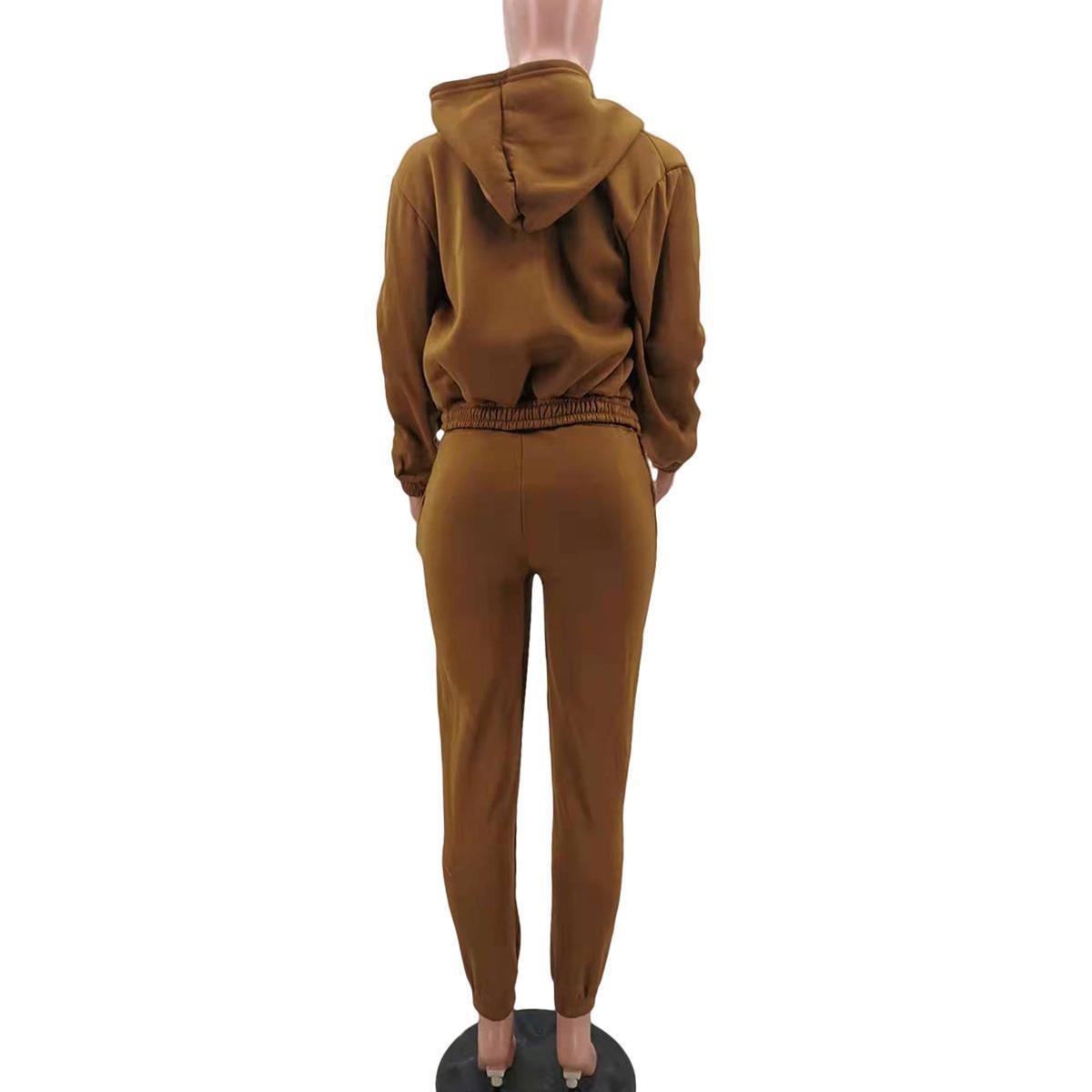 Women Clothing Autumn Winter Hooded Sweatshirt Long Sleeved Sports Casual Suit