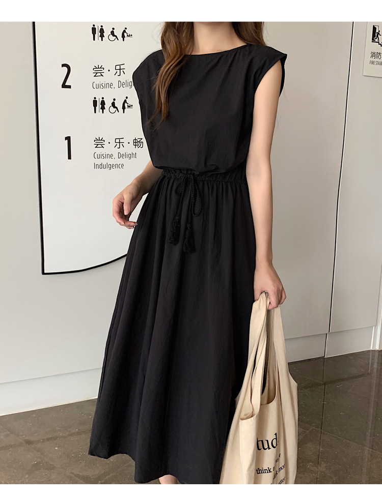 Retro Dress Women Summer Gentle Elegant Can Waist Trimming Loose plus Size Cotton Linen Large Swing Dress