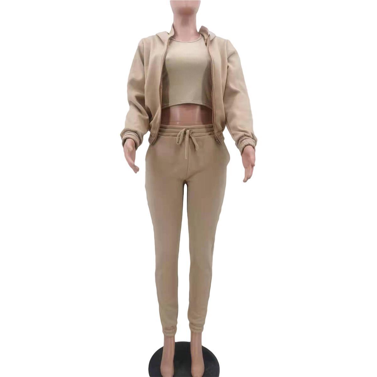 Women Clothing Autumn Winter Hooded Sweatshirt Long Sleeved Sports Casual Suit