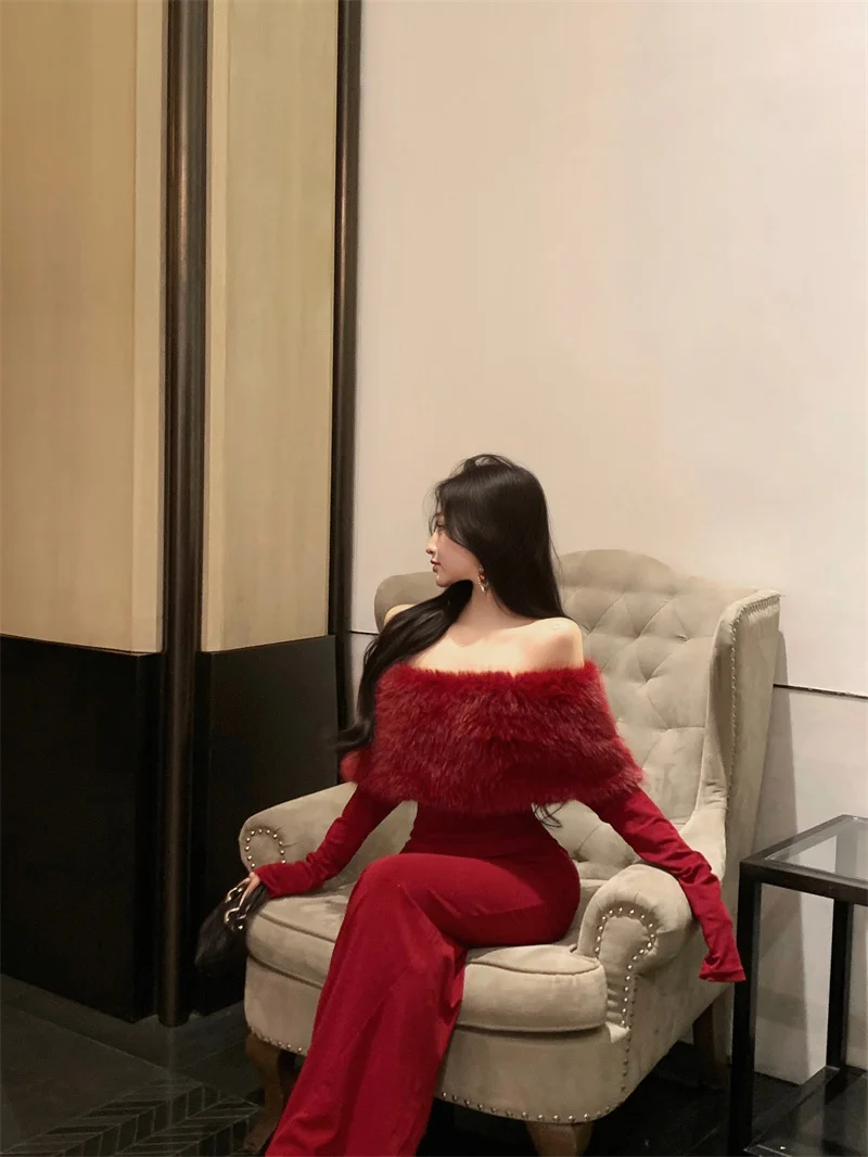 Fashion New Women Elegant Bodycon Midi Dress Long Sleeve Slim Solid Chic Vintage Christmas Party Prom Clothes Female Vestidos