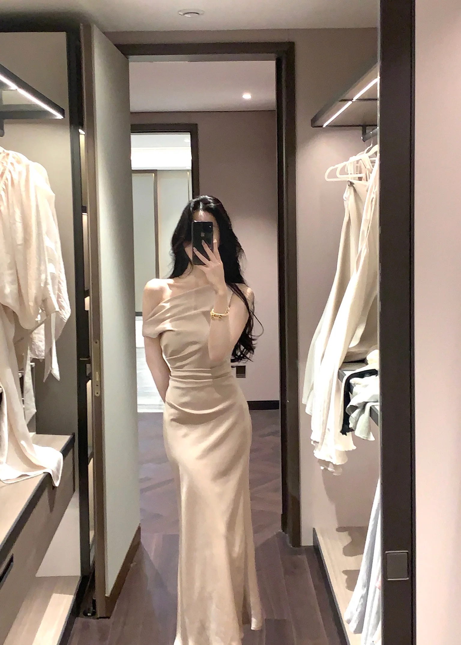 Elegant Bodycon Satin Long Dresses for Women Off Shoulder Solid French Mermaid Wedding Evening Party Dress Prom Robe Vestidos