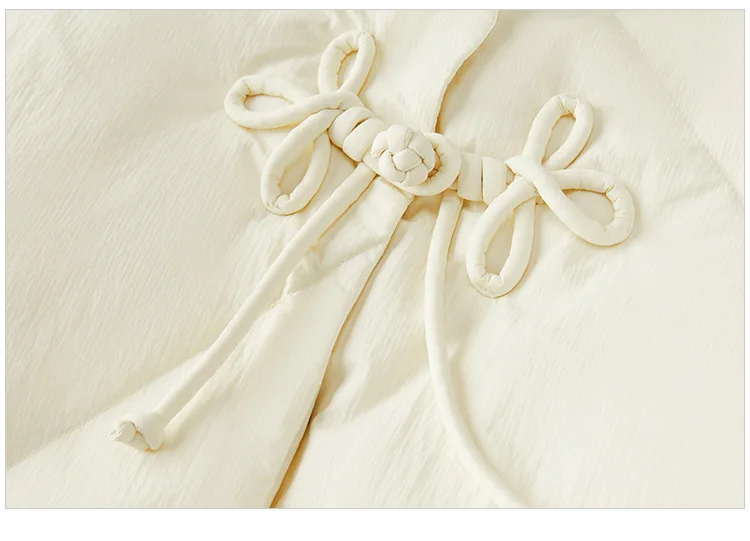 Down Jacket Women Chinese Style Disk Button Gentle Series Sweet New Winter Stand Collar Loose Texture Thick Coat