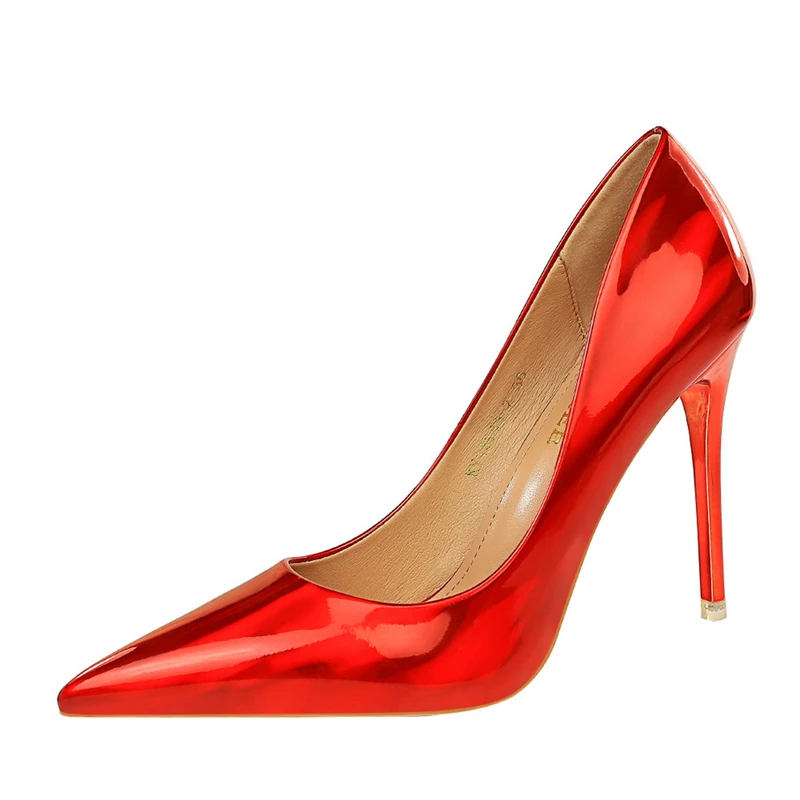 Women 10.5cm High Heels Blue Green Valentine Pumps Luxury Glossy Stripper Stiletto Wedding Bridal Fetish Shoes Plus Size 43