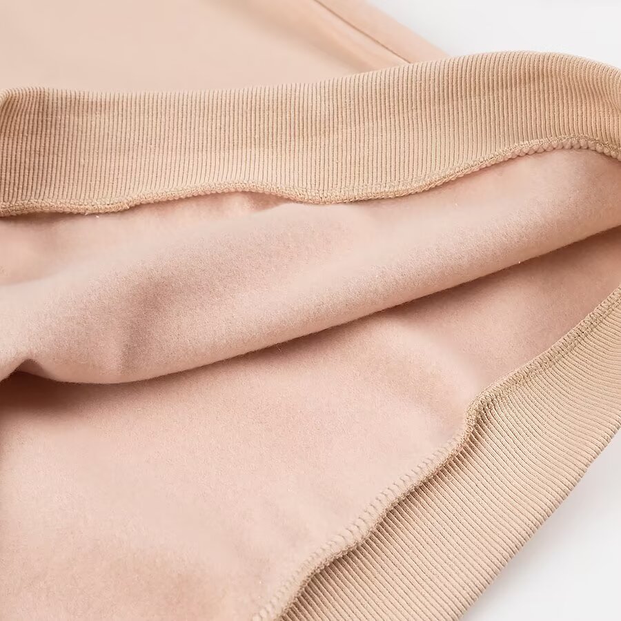 Autumn Winter Simple Loose Casual Half Turtleneck Fleece lined Solid Color Sweatshirt Sweatshirt Women