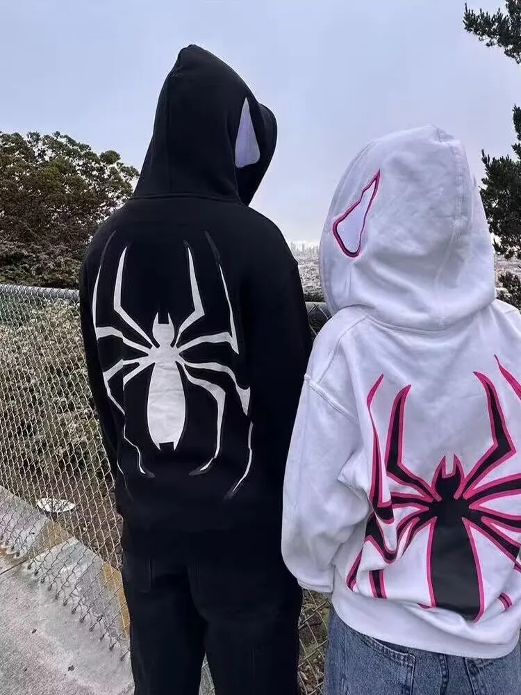 Y2K European Halloween Personalized Women's Hoodies and Hoodies Couples Large Spider Woman