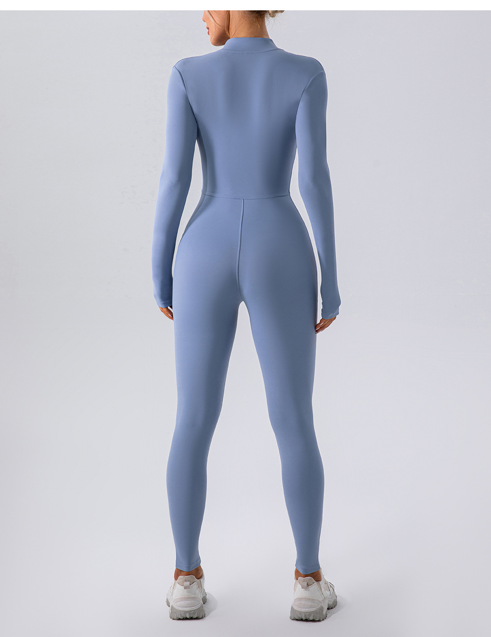 Zipper Nude Feel Long Sleeve Yoga Jumpsuit Women Sports Fitness Training Dance One Piece Bodysuit