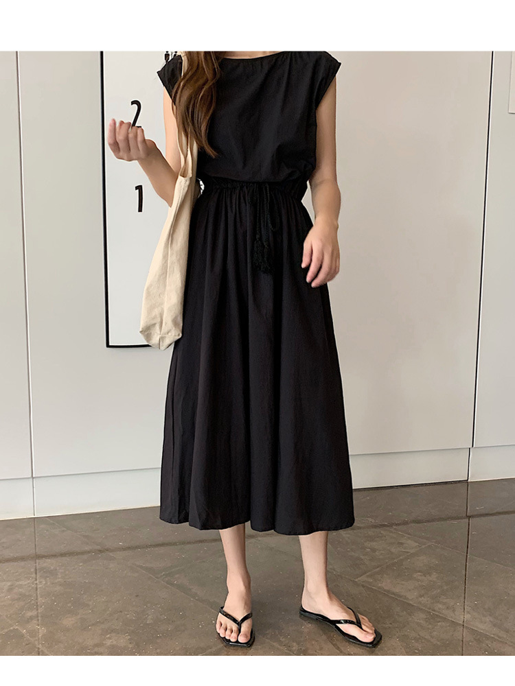Retro Dress Women Summer Gentle Elegant Can Waist Trimming Loose plus Size Cotton Linen Large Swing Dress