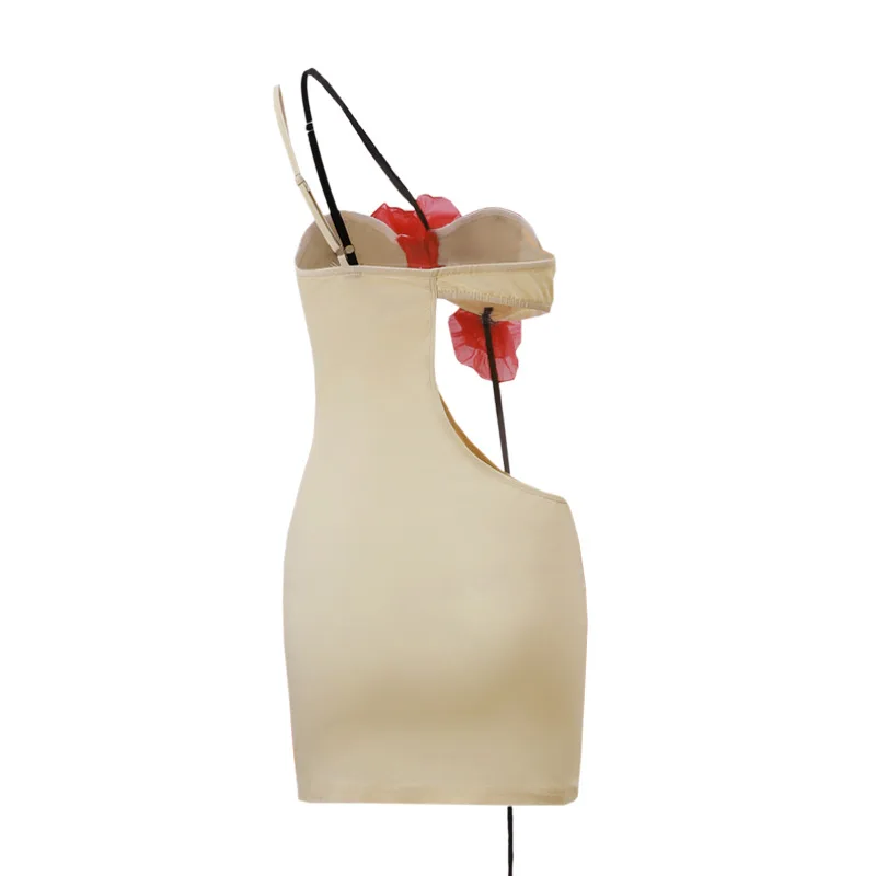 Hollow Out Sexy Dress Women 2025 Fashion Splice Rose Lace Up Sheath Dress Femme Party Elegant Sexy Evening Dresses Woman