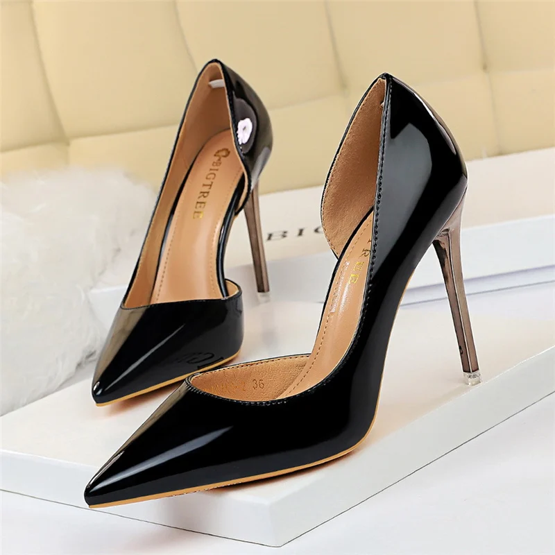 Women 10.5cm High Heels Blue Green Valentine Pumps Luxury Glossy Stripper Stiletto Wedding Bridal Fetish Shoes Plus Size 43