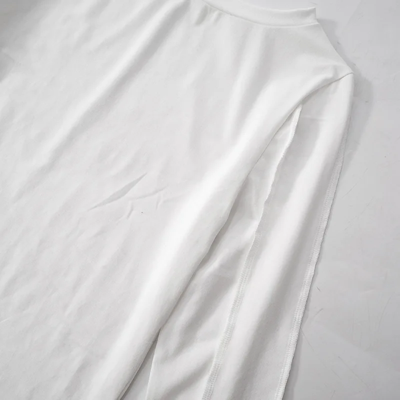 Fashion Patchwork Inner T-shirt Top For Women High Waist Solid Slim Casual Irregular Ruched Streetwear Female Commute Tee