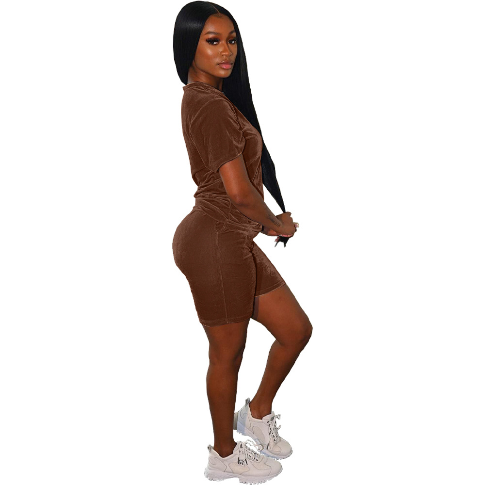 Women Clothing Velvet Women Casual Suits Two-Piece Set Romper