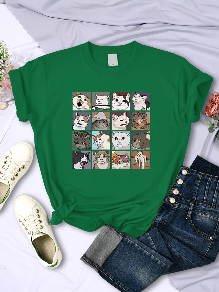 Animal Dog Cat Printing Women Tee Shirts Trendy Summer Clothing Harajuku Sport Style Tops Multicolor Casual Female T-Shirt
