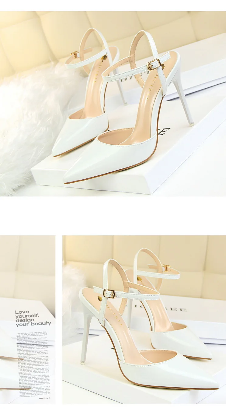 Shoes Fashion High Heels Shoes Patent Leather Woman Pumps Sexy Women Heels Blue Sliver Stiletto Heels Women Sandals