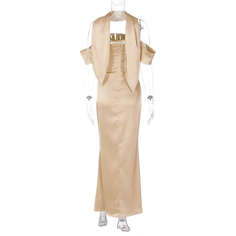 Sexy Backlesss Long Dress For Women Elegant Off Shoulder Sleeveless Dresses Lady Party Temperament Wedding Dress Woman