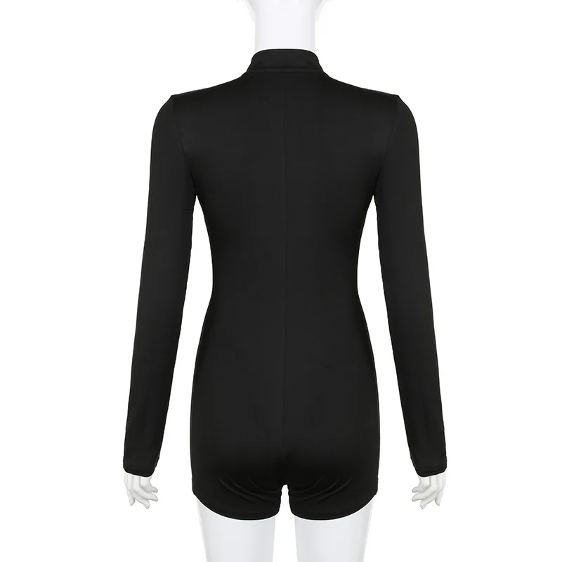 Sexy Solid Colour Round Neck Short Jumpsuit Women Fashion Slim Long Sleeve Short Summer Clothing For Women Streetwear Y2k Romper