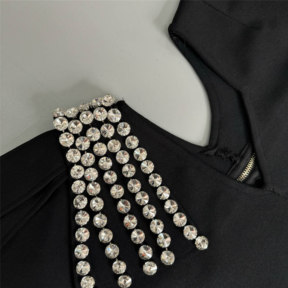 Sexy One Shoulder Hollow Out Cutout out Bandage Dress Diamond Elegant Evening Dress Party Dress