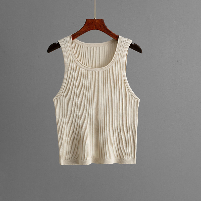 Summer Inner Wear Women round Neck Sleeveless Top Knitted Two Piece