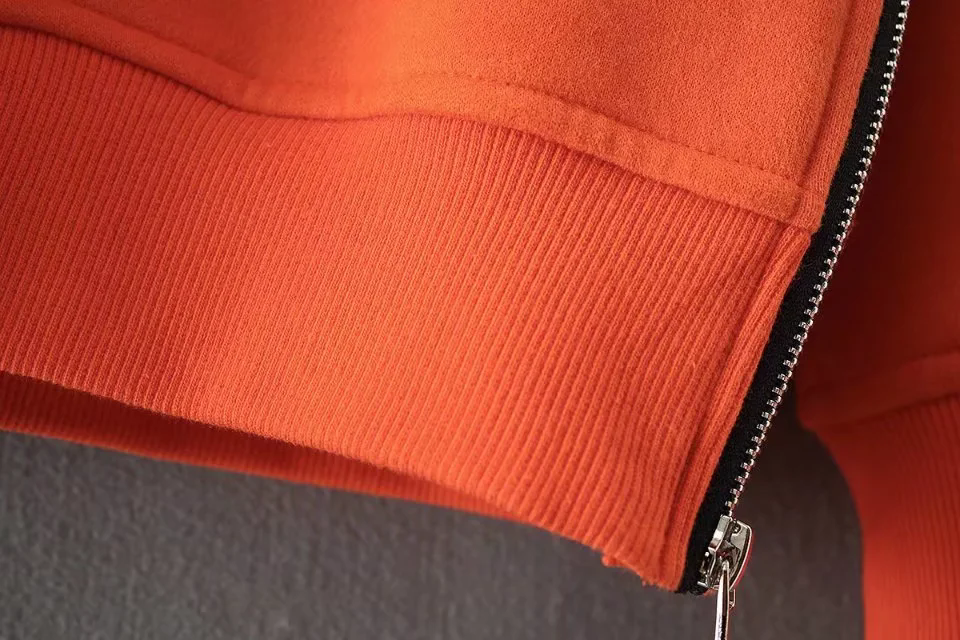 Autumn Women Clothing Solid Color Loose Casual Zipper Sweatshirt