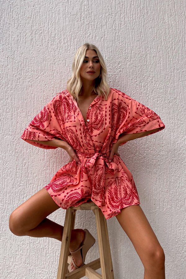 Summer Women Waist Controlled Lace up Geometric Abstract Printed Sexy Jumpsuit Amplified craft