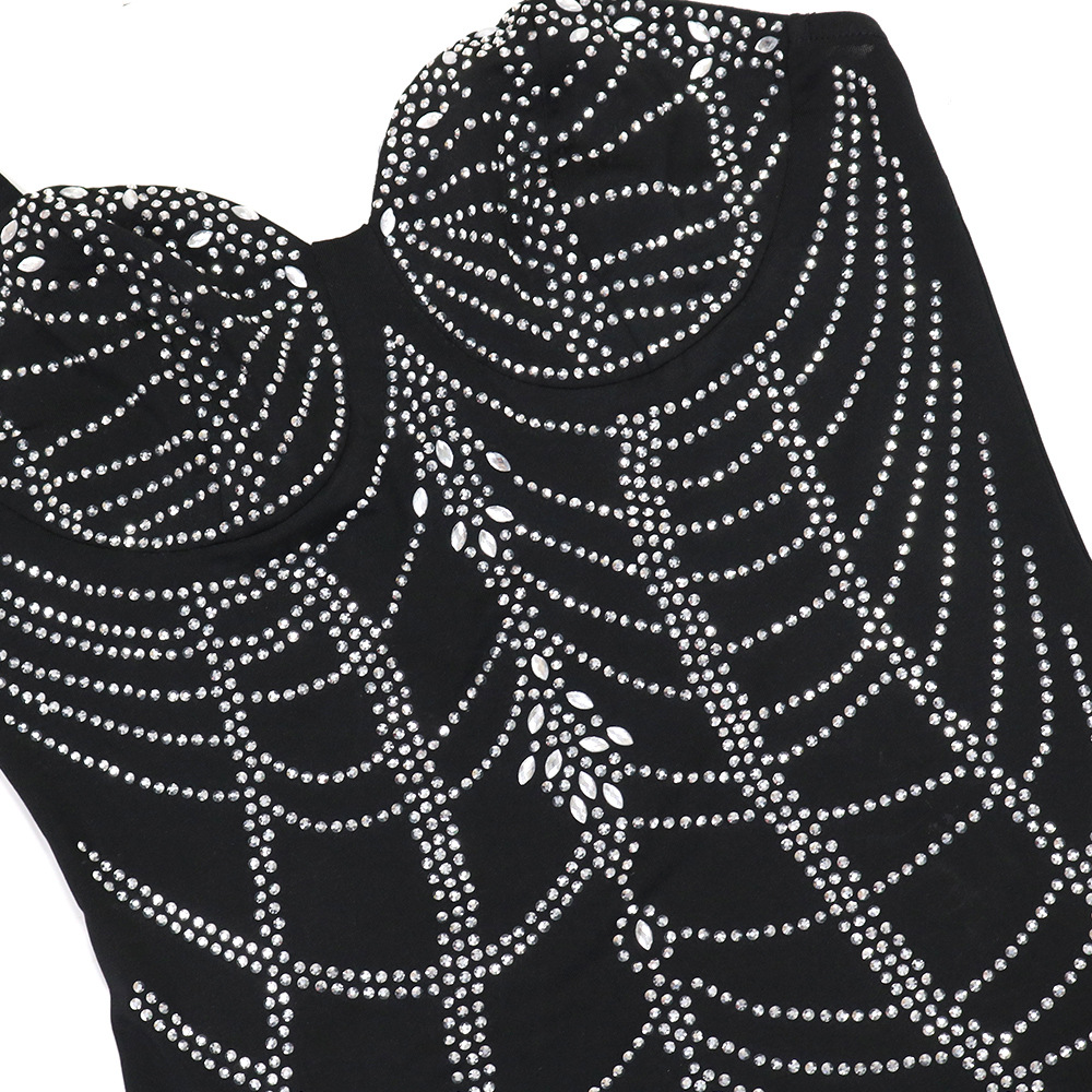 Women Wear Rhinestone Slim Fit Sexy Sheath Split Dress Women