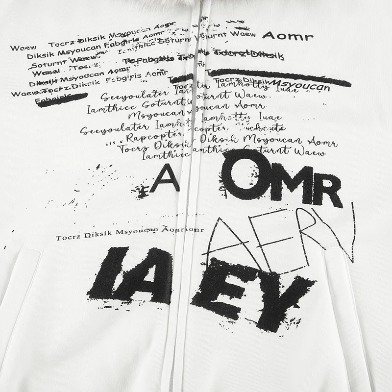Y2k Letter Prints Women Hoodies Faux Collar Hooded s Autumn Winter Trendy Clothes Korean Style Coat