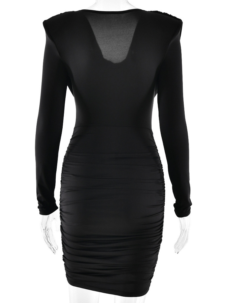 Modern Ruched Mini Dress With Deep V Neck For Women 2026