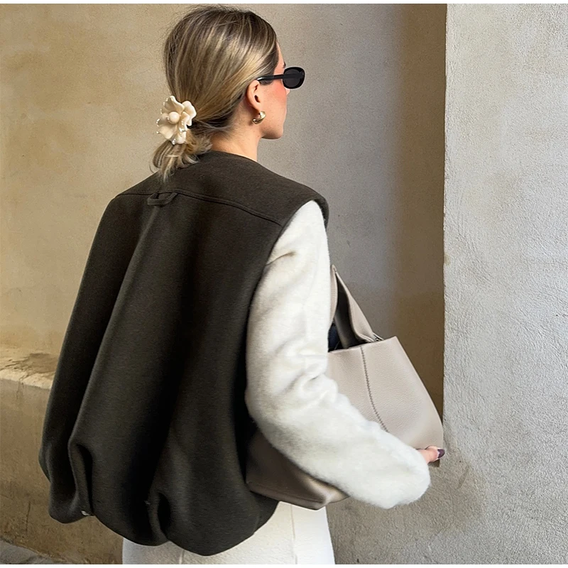 Street Zipper Waistcoat For Women Zipper O-neck Sleeveless Thick Warm Vest Top Female 2025 Spring Lady All-matching Outwear New