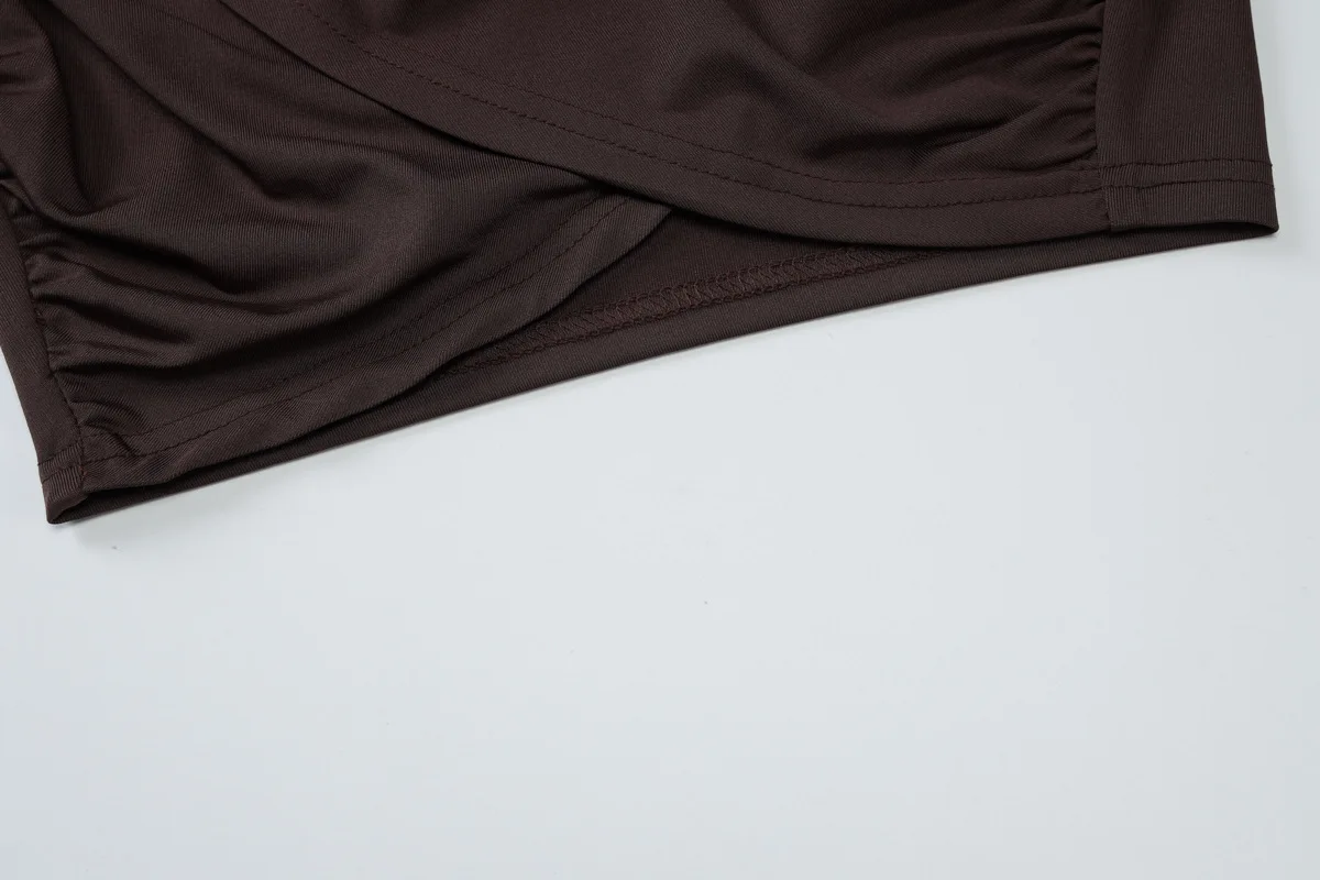 Fall New Skirts Suit Solid Color Long Sleeve Crop Top Twist Ruched Slim Lace Up Sexy Navel Exposed Skirt Matching Sets