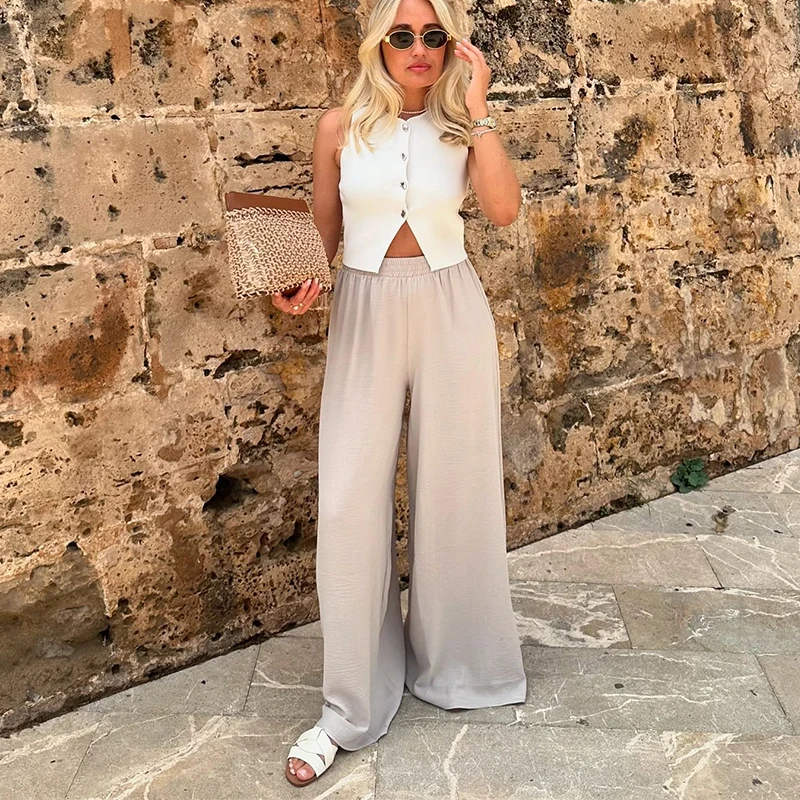 Fashion Knitted Vest Top for Women Short Sleeve V-neck Buttons Loose White Waistcoat Cardigan Female Autumn New in Outwears