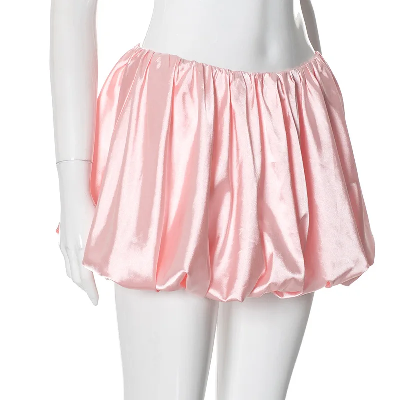 Folds Skirt Mini Skirt Women's Solid Elastic Waist Fashion Patchwork Ball Gown Summer New Mini Skirt Female