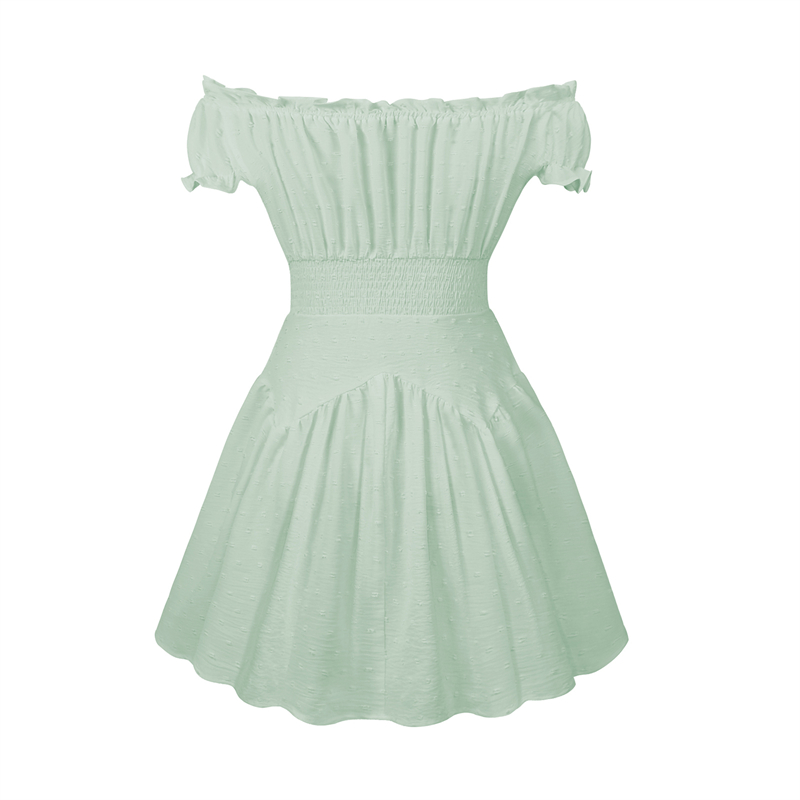 Swiss Dot Dress Women Summer Clothes Off Shoulder Short Sleeve High Waist Mini Dress Elegant Ladies Dresses Clubwear