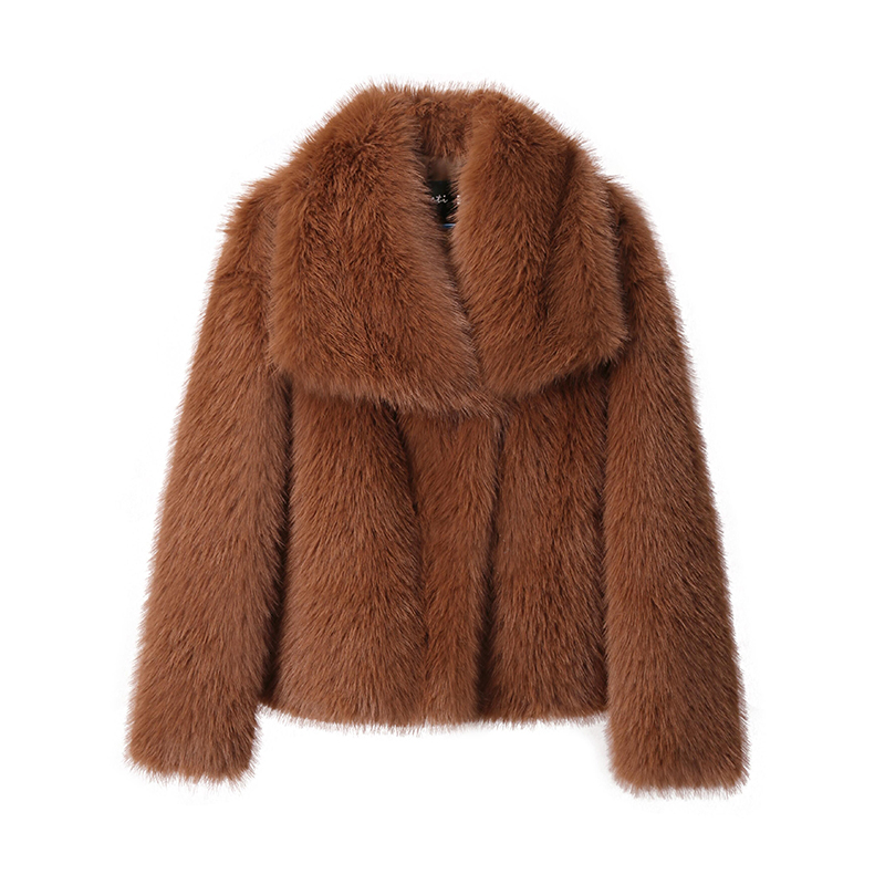 Chic Ins Blogger Brand Fashion Fake Fox Fur Jacket Coat Women Winter Luxury Design Big Collar Fur Coats Cool Girls Overcoat