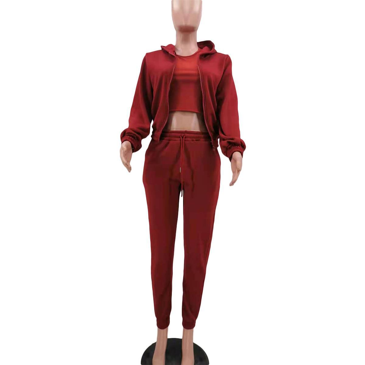 Women Clothing Autumn Winter Hooded Sweatshirt Long Sleeved Sports Casual Suit