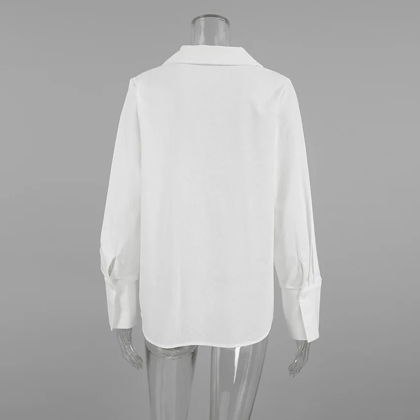 Women's Long Sleeve Shirt Hollow Lace Up Solid Color Casual Fashion Top Commuting Patchwork Women's Shirt Cardigan Top