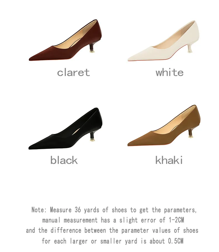Shoes Women 4.5 Cm Heels Pointed Toe Woman Pumps Fashion Kitten Heels Large Size 34-43 Sexy Mid Heeled Female Shoes