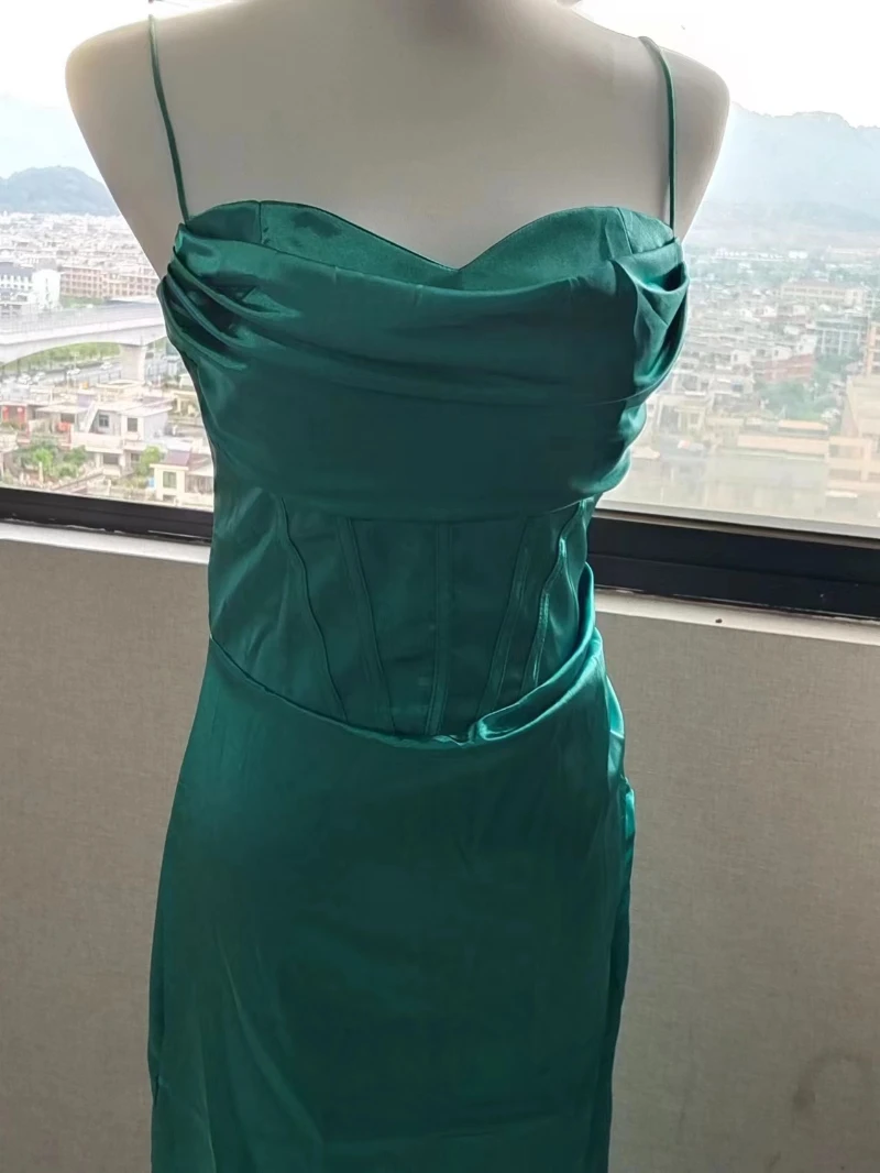 Sexy Backless Slit Suspender Formal Evening Dress Lace Up Green High Waist Graduation Dress Elegant Party Dresses for Women 2025