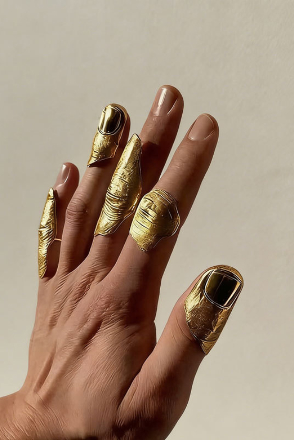 Fashionable Irregular Pleated Metal Ring