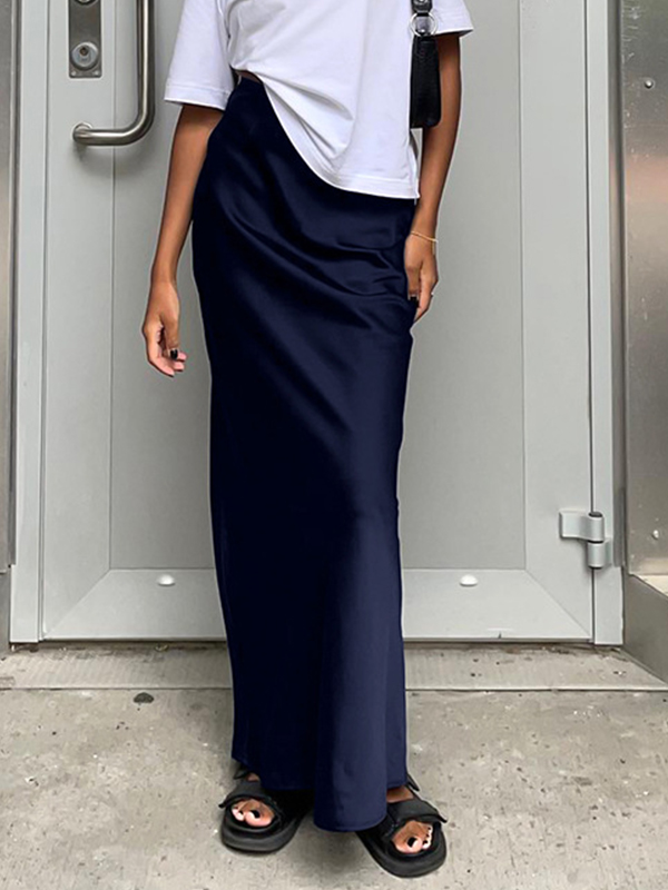 French Satin Drape Skirt