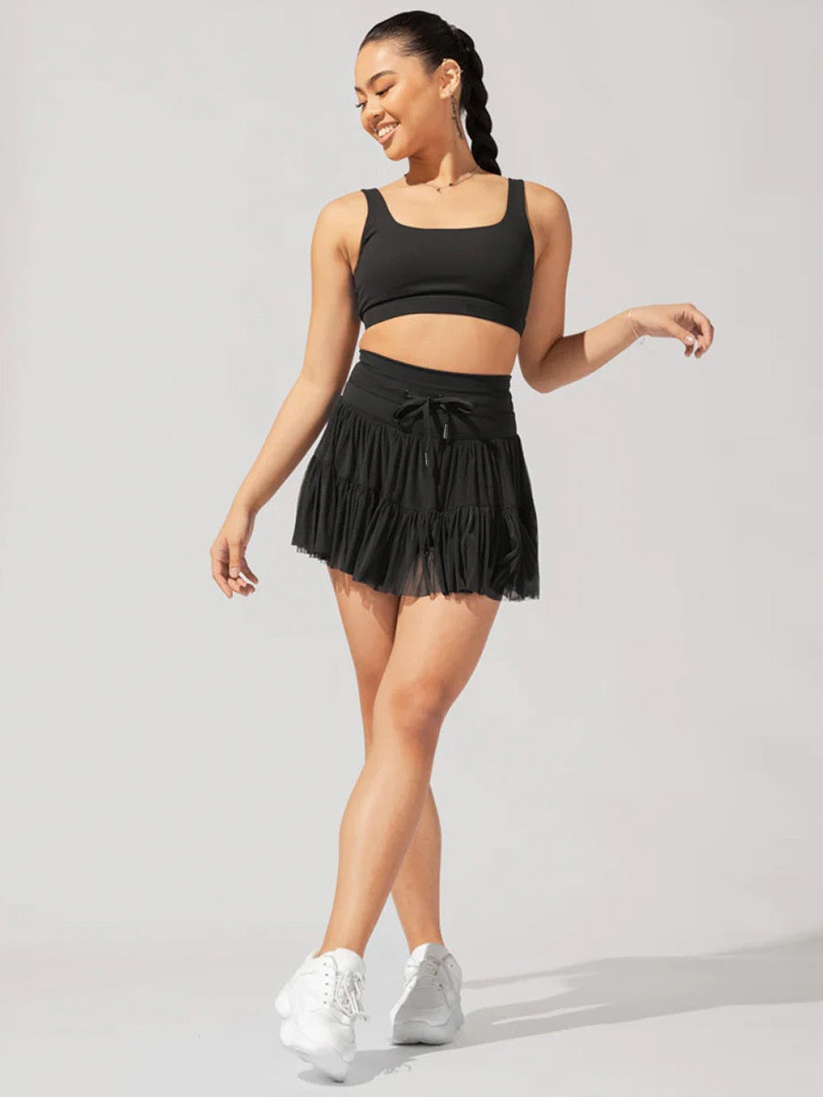 Culottes Sports Pocket Mesh High Waist Skirts