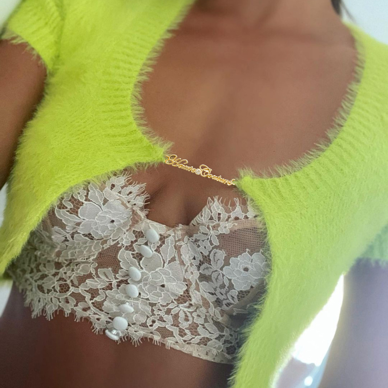 Chic Mini Cropped Cardigan Tops Sweater Short Sleeve Knit Mohair Lady Fashion Letters Chain Tank Tops For Women New 2025