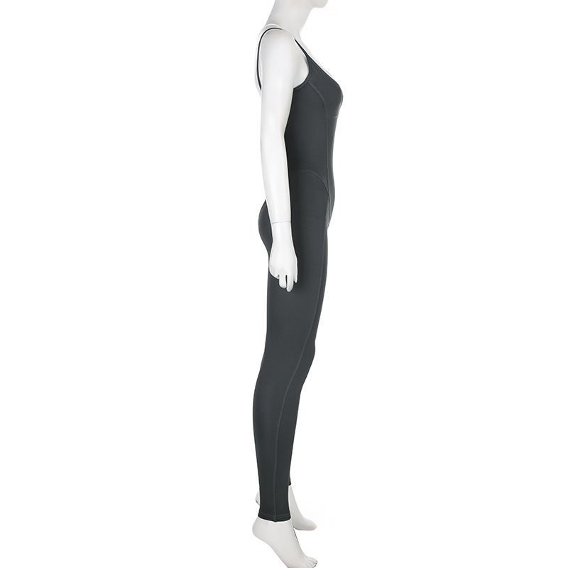 Sports Fashionable Women Clothing Faux Two Piece Split Fitness Yoga Straps Tight Jumpsuit Casual Trousers