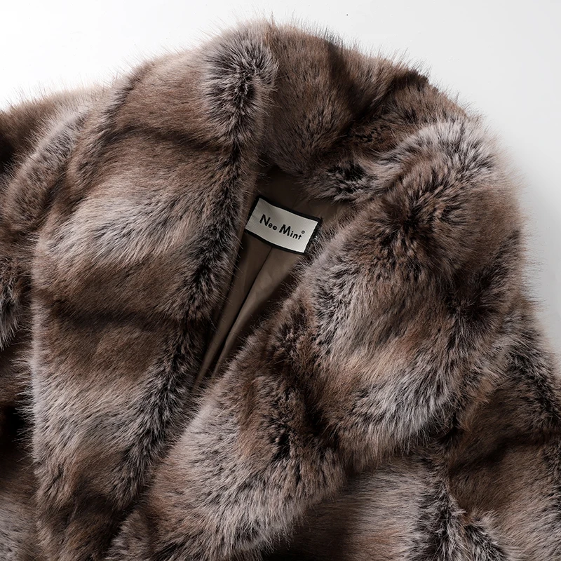 Luxury Brand Furry Faux Fox Fur Coat Women Winter Super Warm Fluffy Fur Jacket Female High Street Long Overcoat