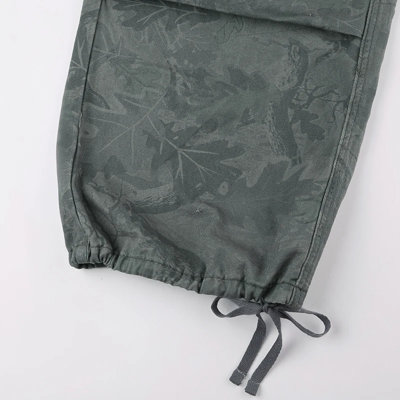 Print Camouflage Cargo Jeans Women Pockets Mid Waist Vintage Preppy Hippie Straight Denim Pants