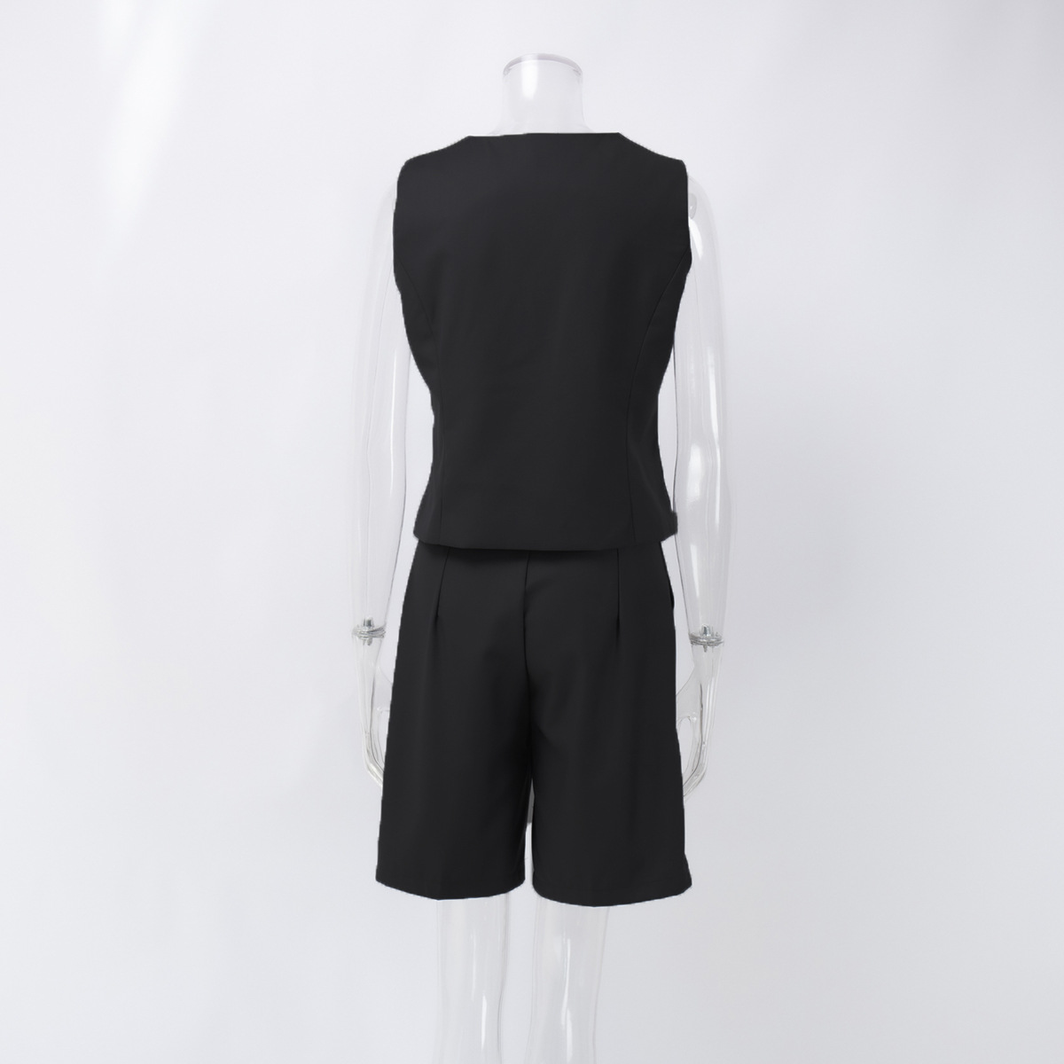 Vest Jacket Spring Summer V neck Single Breasted Vest Straight Shorts Set