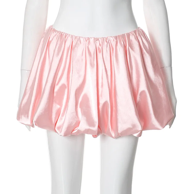 Folds Skirt Mini Skirt Women's Solid Elastic Waist Fashion Patchwork Ball Gown Summer New Mini Skirt Female