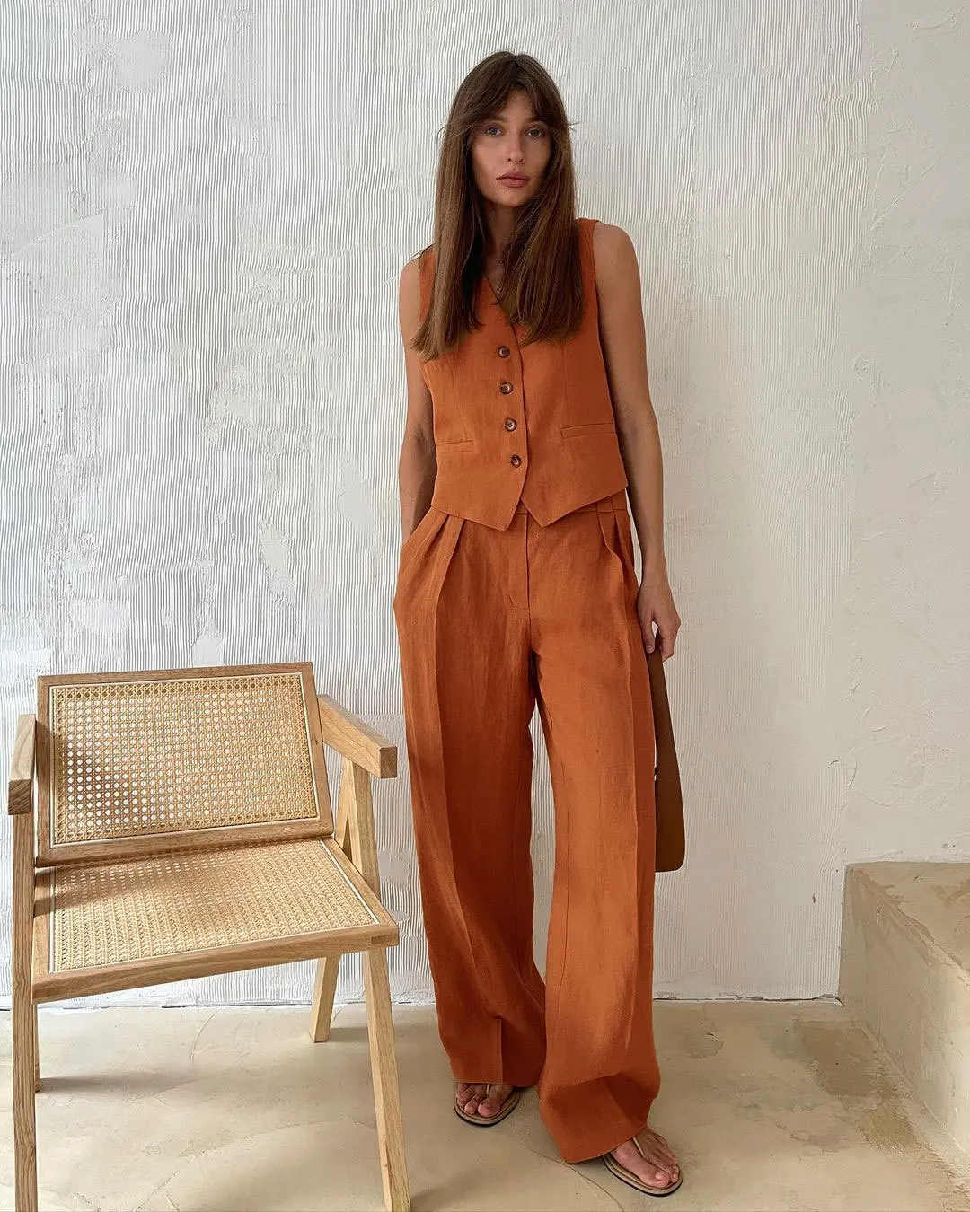 2 Piece-Set Fashion Women Wide Leg Trousers Patchwork High Waist Casual Straight Legg Outfits Vestidos Women's Pants Sets