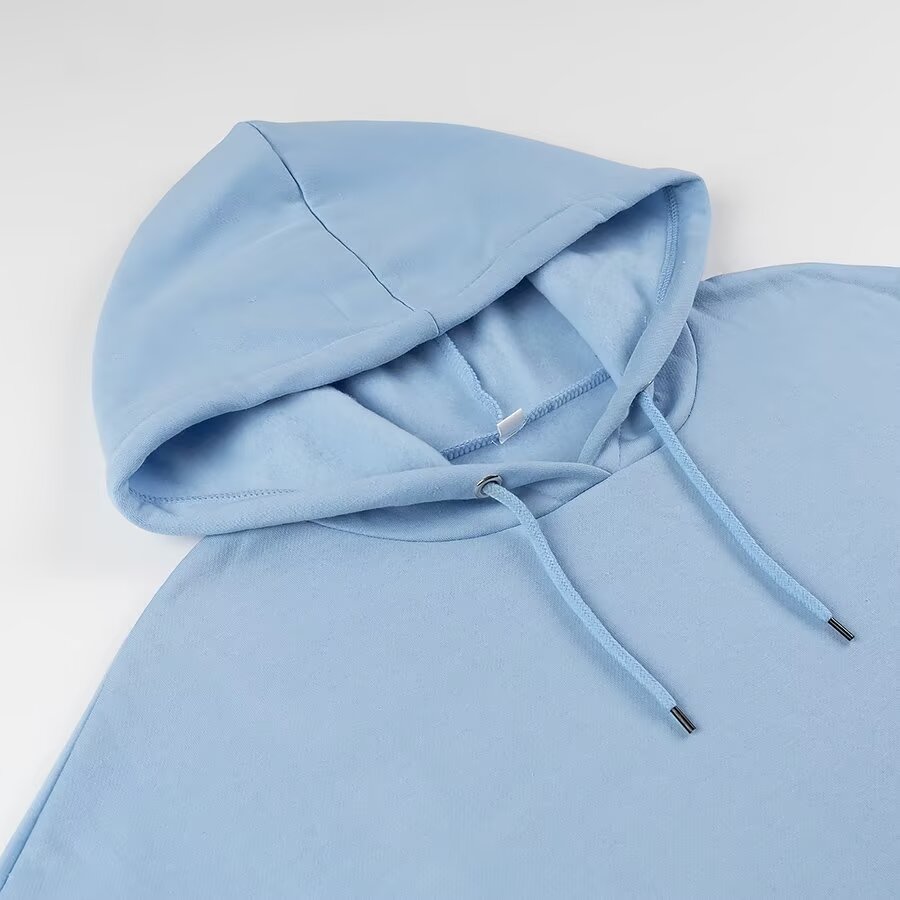 Winter Women Casual Drawstring Pocket Decoration Long Sleeve Hooded Fleece Lined Sweatshirt