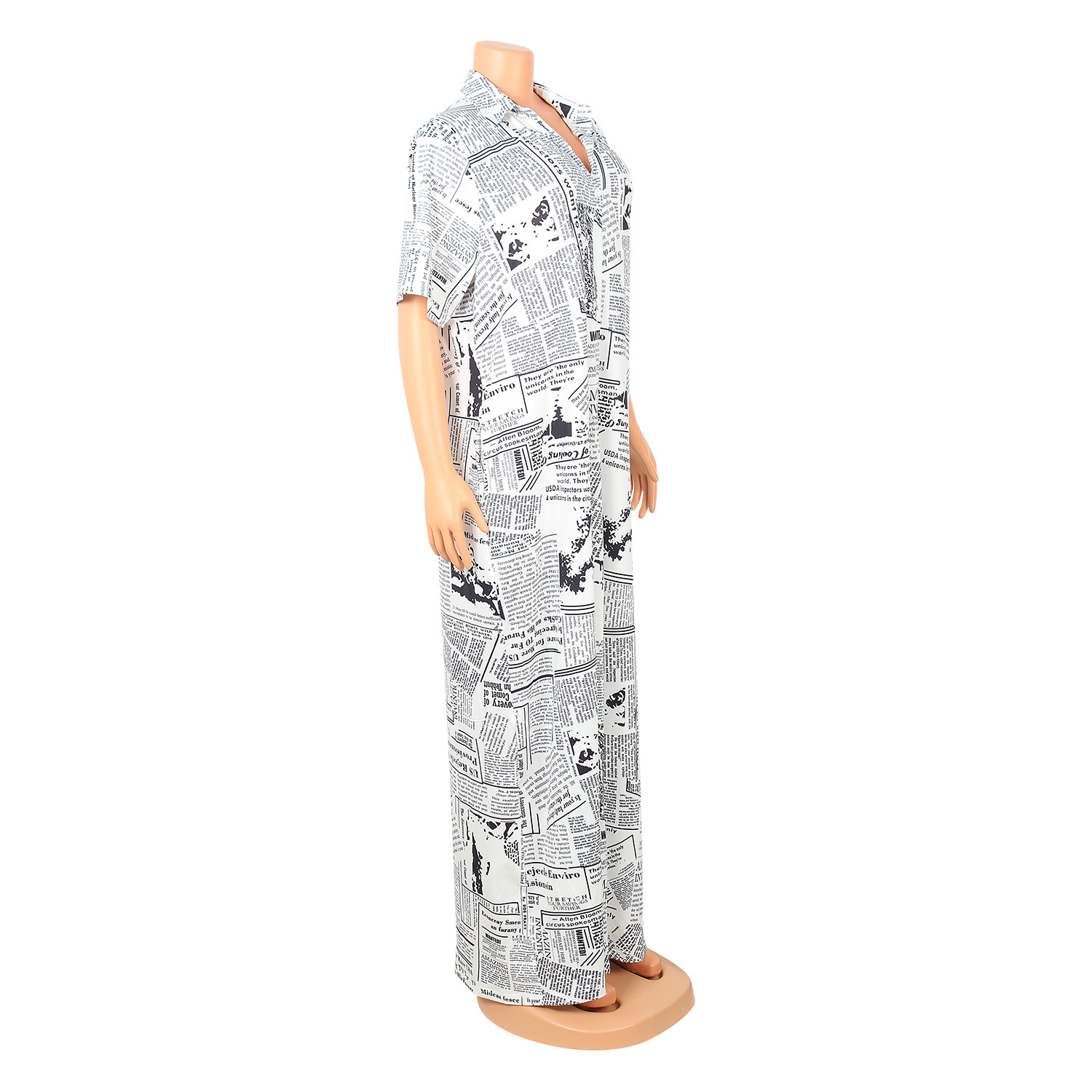 Casual Loose Digital Printing Newspaper Dress Women